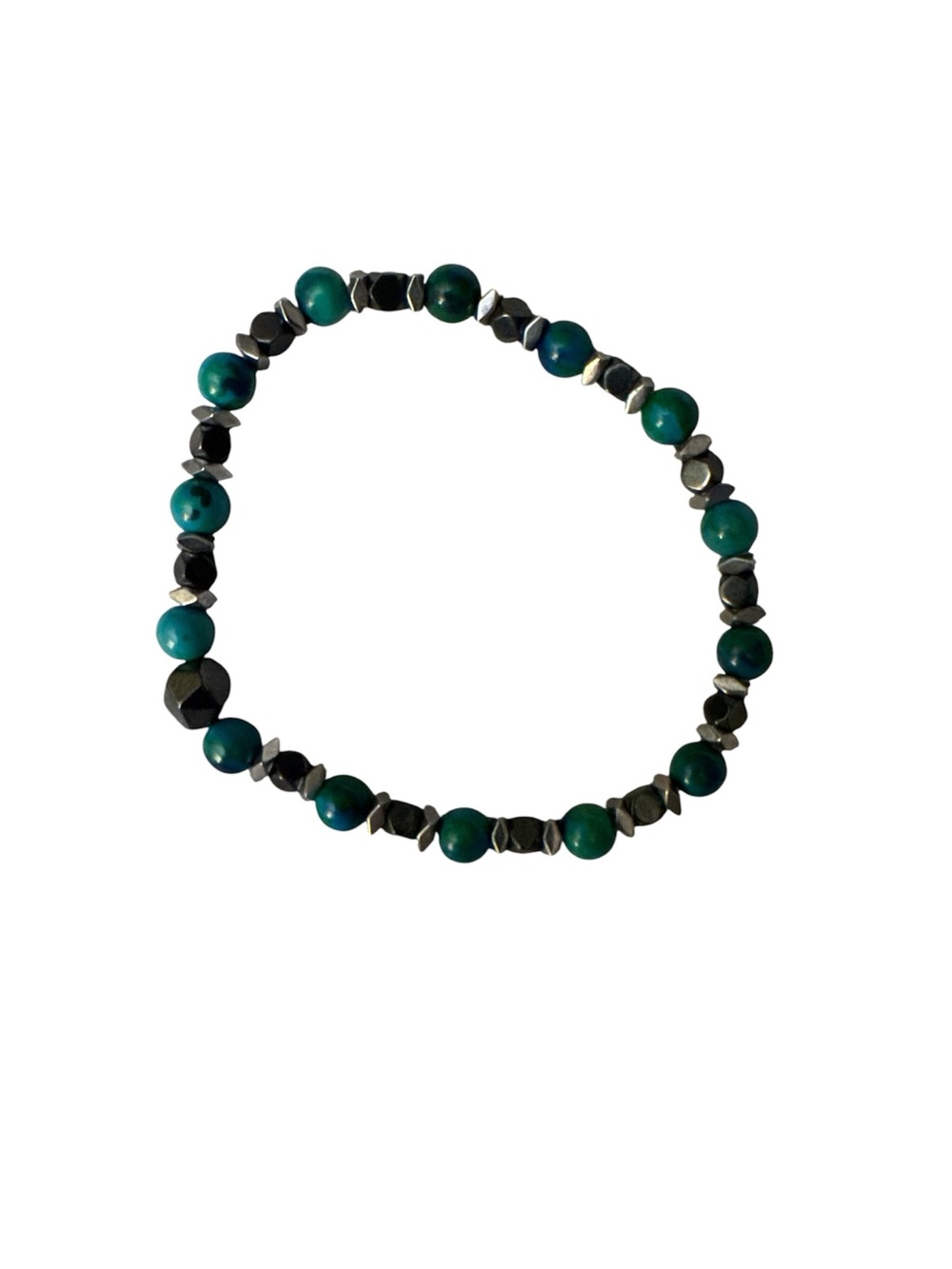 Handmade Teal Bead Stretch Bracelet - Italian Made